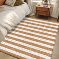 thumbnail image 4 of Brown Stripes Washable Area Rug 2.7x5 Modern Abstract Linens Farmhouse Low-Profile Small Area Rugs with Non Slip Backing Indoor Floor Carpet for Entrance Living Room Bedroom Home Office, 4 of 9