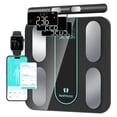 thumbnail image 1 of Báscula digital de baño Healthkeep para peso corporal con 8 electrodos, 21 datos corporales, medición BIA de doble frecuencia, báscula inteligente compatible con iOS y Android, máx. 400 lb/180 kg/28 s, 1 of 5