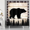 thumbnail image 2 of Black Bear Shower Curtain Rustic Wooden Plank Black and White Square Bathroom Curtain Decoration, Waterproof Polyester Fabric with 12 Hooks, 69 x 70 inch, 2 of 3