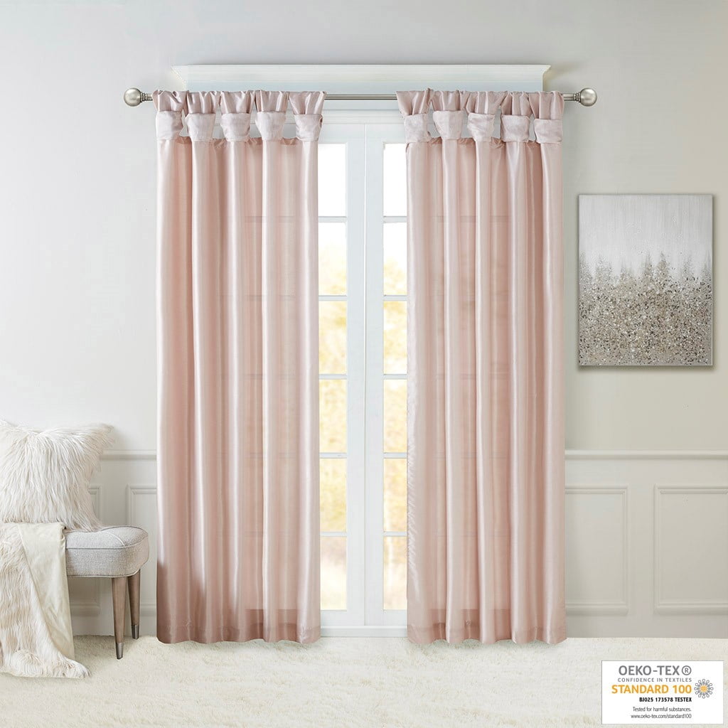 MAYEERTY 50x108" Twist Tab Lined Window Curtain Panel - Blush