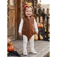 thumbnail image 4 of Cjfdfy Newborn Baby Boy Girl Thanksgiving Turkey Costume,Fleece Hooded Sleeveless Zipper Front Romper,Holiday Cosplay Jumpsuit,Sleeveless Turkey Jacket, 4 of 9