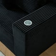 thumbnail image 2 of Plush Corduroy Modular Cloud Couch with Cup Holders - Oversized Deep Seat Sectional for Living Room, Black, No Assembly Required, 3 Seat Comfort, 2 of 7