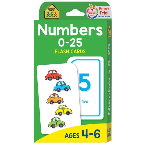 School Zone Publishing Numbers 0-25 Flash Cards, 6 Packs