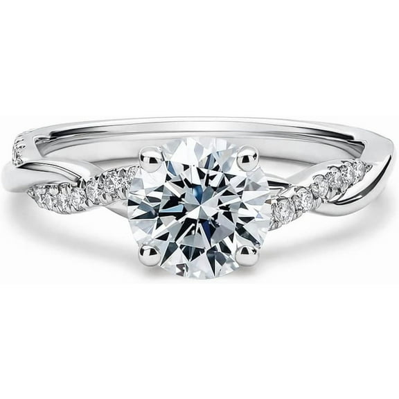 1Ct Round Cut Moissanite Engagement Rings for Women, 925 Sterling Silver Ring Moissanite Rings Engagement Ring Promise Bridal Ring