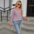 thumbnail image 6 of Beautyzll S-2XL Womens Crewneck T Shirt Casual Loose Fitting Stripes Tops Long Sleeve Sweatshirt, 6 of 10