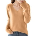 thumbnail image 2 of AGWOLF Fall Sweaters for Women Cozy V Neck Knit Pullover Fuzzy Lightweight Long Sleeve Jumper, 2 of 4