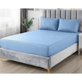 thumbnail image 3 of Microfiber Bed Sheets Set, Deep pocket fitted Sheet, Queen Flat Sheet, 2 Pillowcases( Blue), 3 of 7