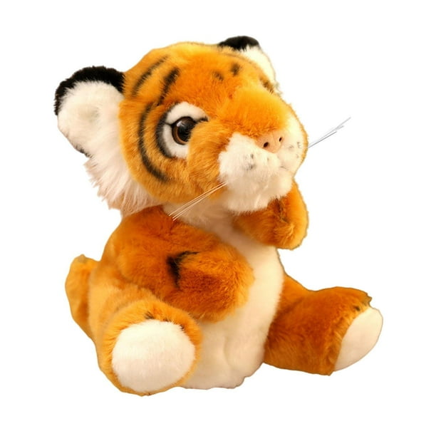 Guantes de títere de mano de animal de lujoso títere imaginativo tigre de peluche tigre tigre interactivo para enseñar regalo para niñas niñas marrón