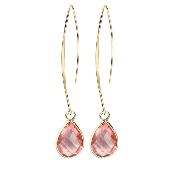 Pendientes largos geométricos retro de cristal para mujer | Pendientes colgantes pequeños y modernos | Aleación y perlas de imitación | Tapas de silicona seguras | Ligeros de 6 cm
