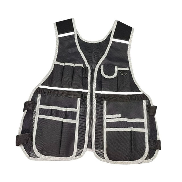 S SERENABLE Electrician Tool Vest Premium Work Vest for Construction Workshops Craftsmen white