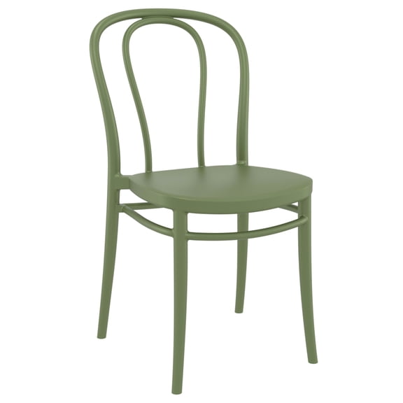 Luxury Commercial Living 33.5" Olive Green Stackable Patio Armless Dining Chair