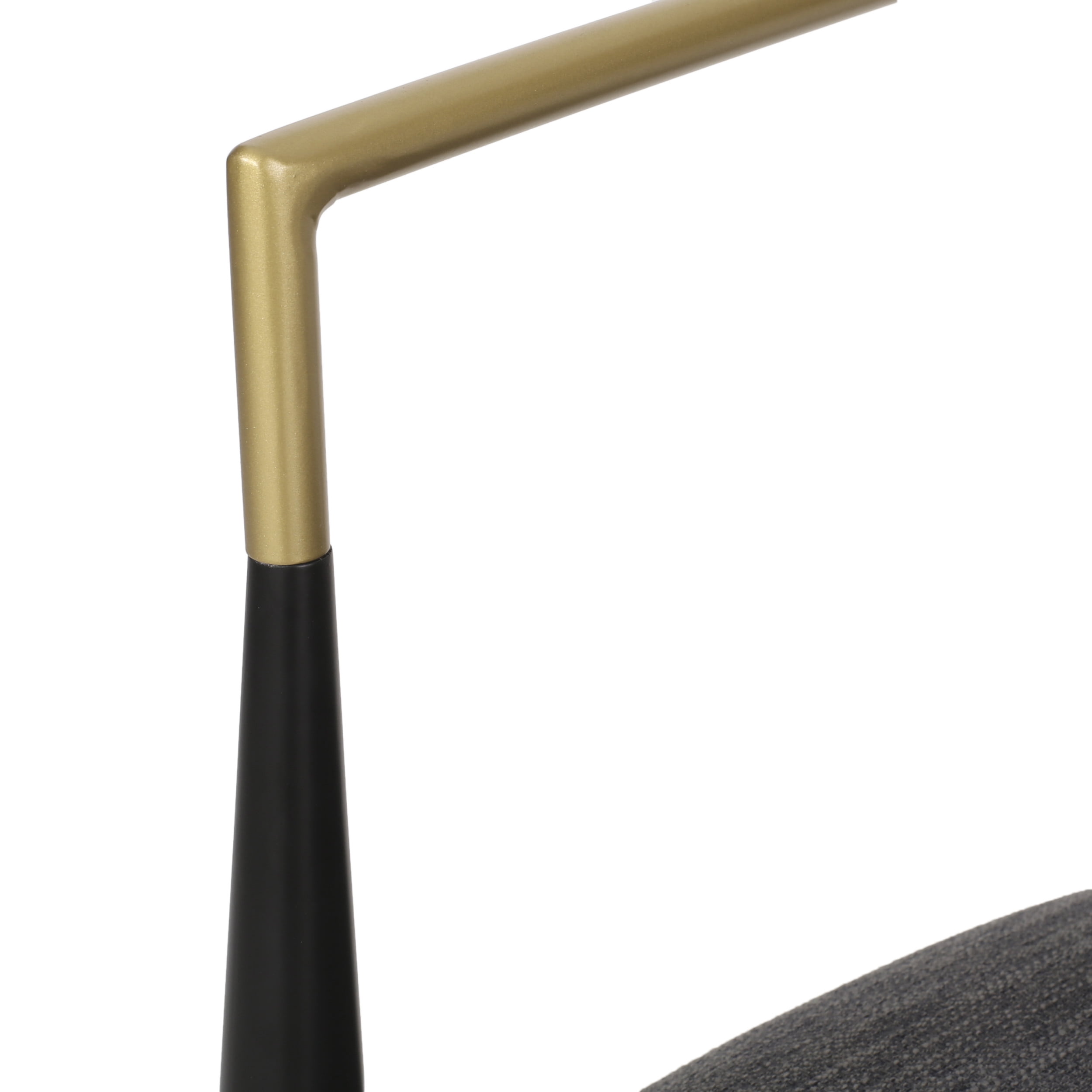 Noble House Boise Indoor Fabric and Metal 30 inch Barstools, Set of 2, Charcoal, Black, and Gold.
