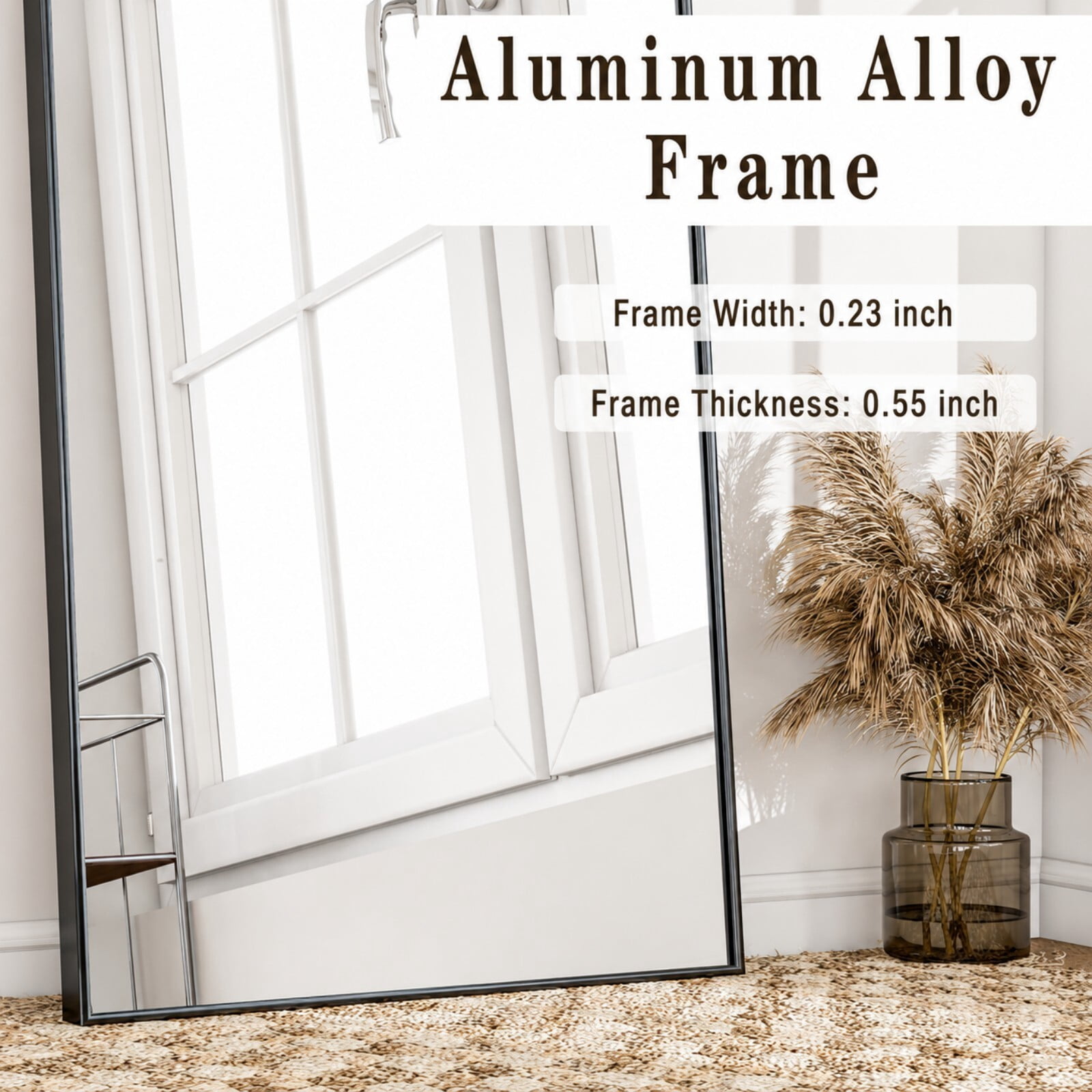 Lumora 76.3"x 34" Full Length Mirror with Frame Large Wall Mounted or Leaning Floor Mirror, Black