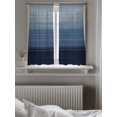 thumbnail image 5 of Blue Grey Ombre Geometric Sheer Kitchen Tier Curtains 45 Inch length,Rod Pocket Half Curtains & Drapes,Modern Abstract Art Light Filtering Chiffon Cafe Bathroom Window Treatments 2 Pcs 27.5"W x 45"L, 5 of 7
