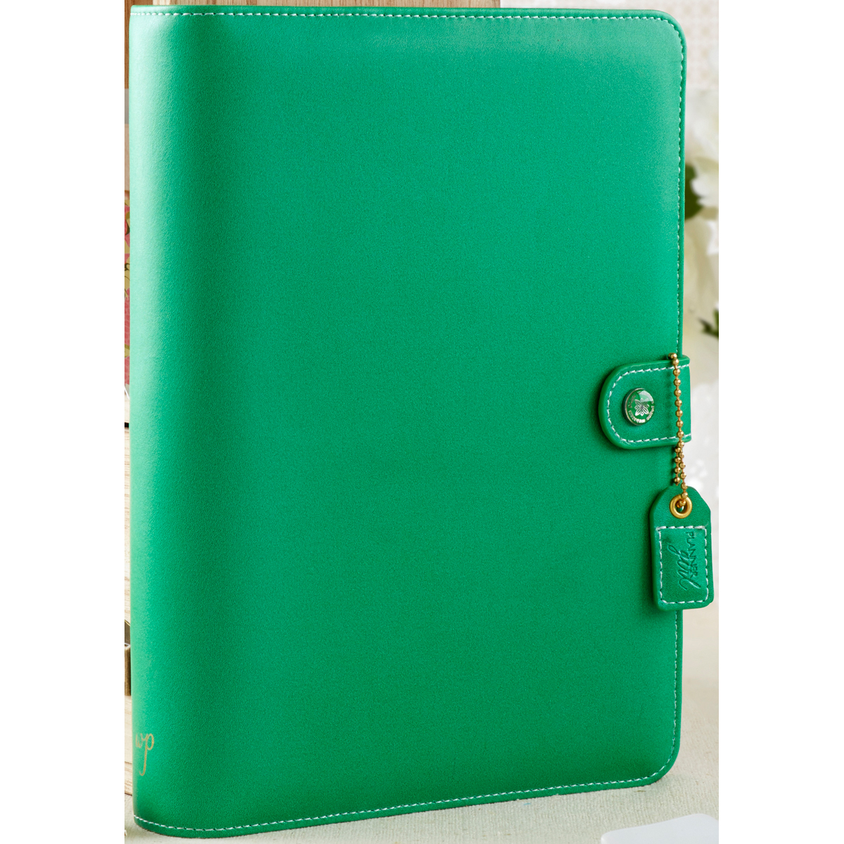 Color Crush A5 Faux Leather 6Ring Planner Binder 7.5"X10"Summer Green