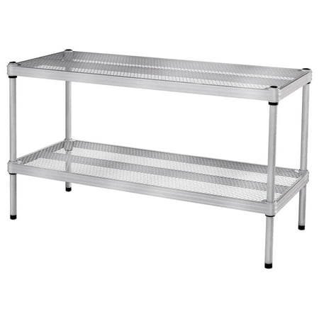 

Galaxera MeshWorks 2 Tier Full Size Metal Storage Shelving Unit Rack for Kitchen Office and Garage Organization 31 by 13 by 17.5 Inches Silver