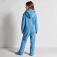thumbnail image 6 of Kids Hooded Onesie Fleece Footed Jumpsuit with Bear Ears, Full Zip One Piece Cozy Sherpa Loungewear for Boys Girls, Blue 4T, 6 of 8