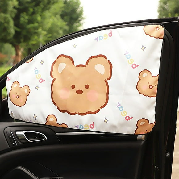 NARABB Car Printing Magnetic Car Sunshade Curtain, Baby, Camping Sunscreen, Car Front Side WindowCover Sunscreen Heat Insulation Sunshade Curtain Right Brown