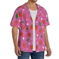 thumbnail image 2 of Sikiie Strawberry Floral Men's Wrinkle Free Untucked Cuban Shirt Business Casual Button Down Shirts Short Sleeve ShirtLarge, 2 of 5