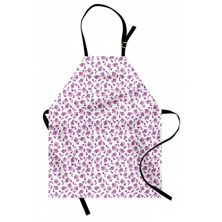 

Flower Apron Floral Pattern Romantic Spring Valentines Day Wedding Anniversary Theme Artwork Unisex Kitchen Bib Apron with Adjustable Neck for Cooking Baking Gardening Violet White by Ambesonne
