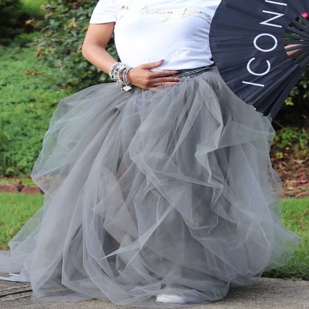 Femmes Taille Haute Tulle Tutu Robe Longue Jupe une Ligne de