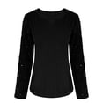 thumbnail image 6 of Sexlip Womens Lace Sleeve Blouse Long Sleeve Cut Out Design Soft Fabric Relaxed Silhouette for Casual Wear Black S, 6 of 7