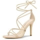 thumbnail image 1 of Sandalias de Tacón de Aguja Allegra K con Cordones Beige 37, 1 of 6