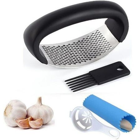 

Garlic Press Crusher Stainless Steel Garlic Press Rocker - Precision Kitchen Gadgets Garlic Chopper Garlic Mincer with Silicone Garlic Peeler Egg Separator Filiter Tools For You