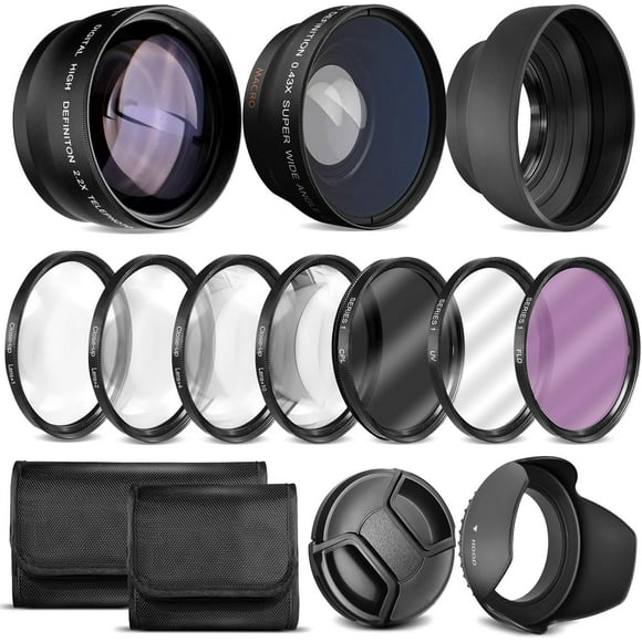 ERDS-Ultra Deluxe Lens Kit for Canon Rebel T3, T5, T5i, T6, T6i, T7i, EOS 80D, EOS 77D Cameras with Canon EF-S 18-55mm is II STM Lens - Includes: 7pc 58mm Filter Set + 58mm Wide Angle and Telephoto L