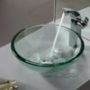 Kraus C-GV-101-19mm-14700CH Clear Glass Vessel Sink and Illusio Faucet - Chrome