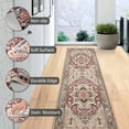 thumbnail image 6 of 2'x10' Area Rugs, Machine Washable Non Slip Runner Rug for Hallway, Soft Low Pile Vintage Print Pattern Indoor Entryway Thin Carpet, Burgundy, 6 of 7