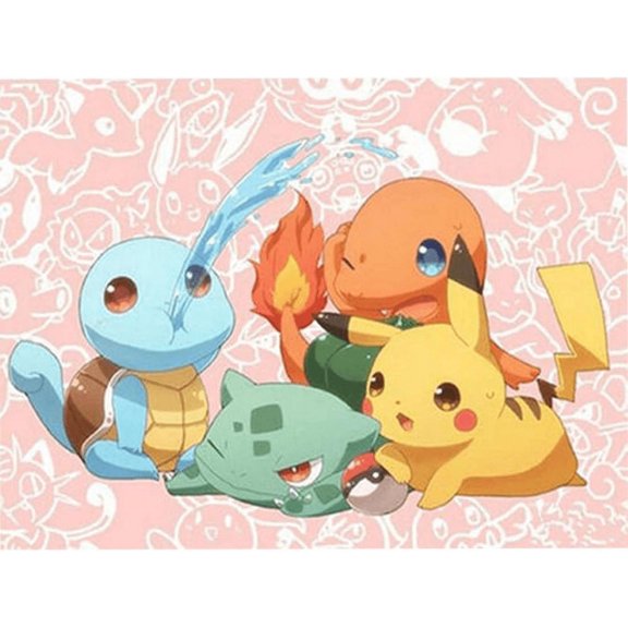 DIY Diamond Painting Pikachu 12x16Inch, Full Round Drill Kits Cross Stitch Mosaic Art for Adults Relax & Home Wall Decor Festival Gift