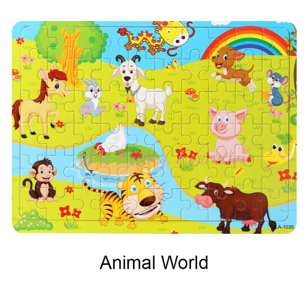 60pcs enfants enfants puzzles avec cadre assorti - Jouet de puzzle éducatif  de Montessori - cadeau de maternelle d'âge préscolaire - animaux, sirènes,  espace, pompiers, princesses 