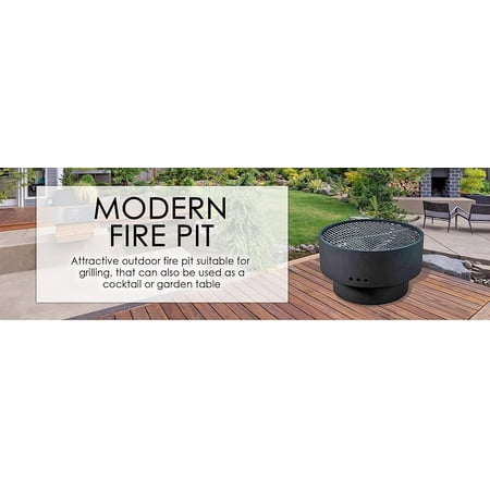 Fire Sense Fire Pit Revolver Firepit Backyard for Camping Bonfire with Grill Rack & Hardwood Top-24“
