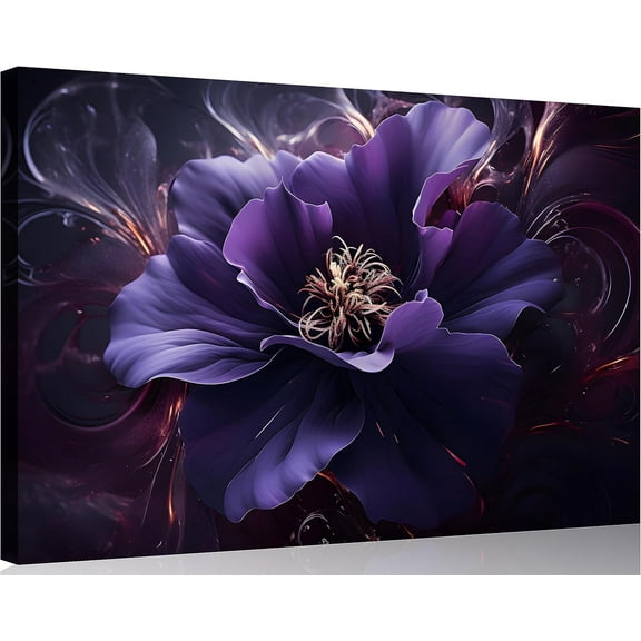 Aaheei Purple Picture Wall Art Purple Canvas Wall Art Purple Wall Decor Dark Purple Flower Print on Canvas Purple Wall Art for Bedroom Home Decor Living Room 16x20