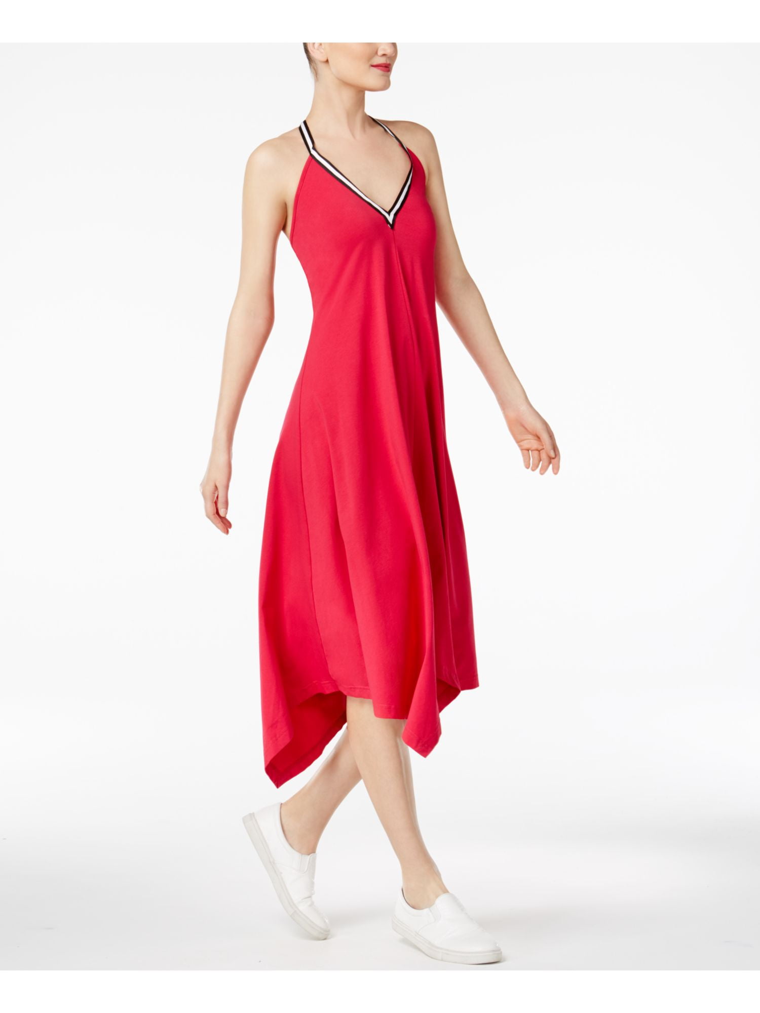 CYNTHIA ROWLEY Womens Pink Tie Sleeveless V Neck Below The Knee Shift