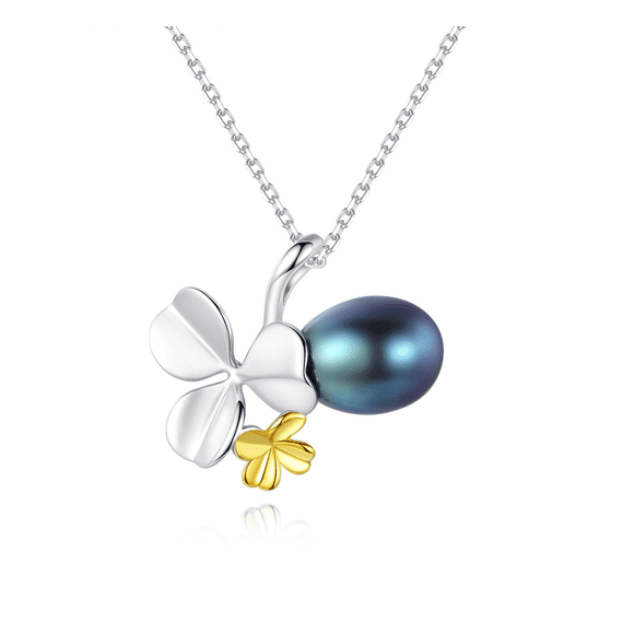 925 Sterling Silver Four-Leaf Clover Pearl/ Moonstone Necklace Birthstone Necklaces for Women Birthday Mothers Day Jewelry Gifts for Mom Her Women Girls