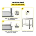 thumbnail image 6 of Stainless Steel Prep Table 36x24 Inch, 440lbs Capacity, Heavy Duty Kitchen Workstation with Backsplash, Adjustable Shelf & Casters for Restaurant Home, 6 of 7