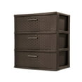 thumbnail image 1 of Sterilite 3-Drawer Wide Weave Tower, Plastic Storage Organizer Drawers, Brown, 2 pack, 1 of 8