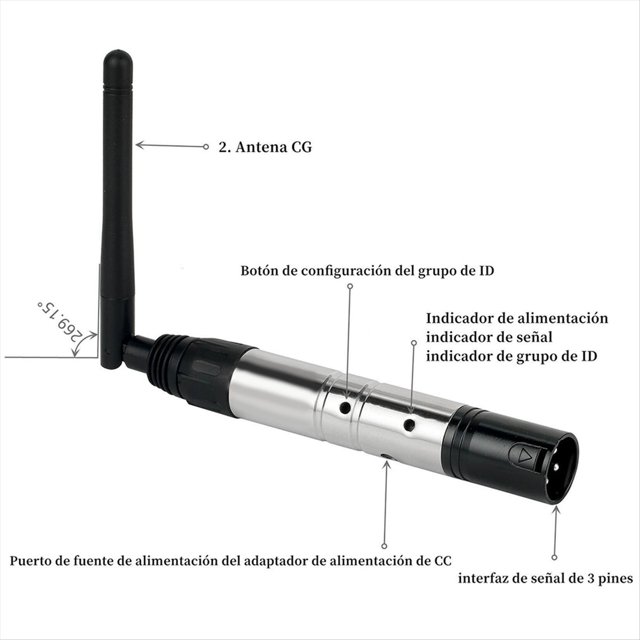 Transmisor y Receptor Inalámbrico DMX512 para Luces de Escenario , Batería Recargable de 2,4 G, Funciona Durante 16 Horas, Enchufe Estadounidense
