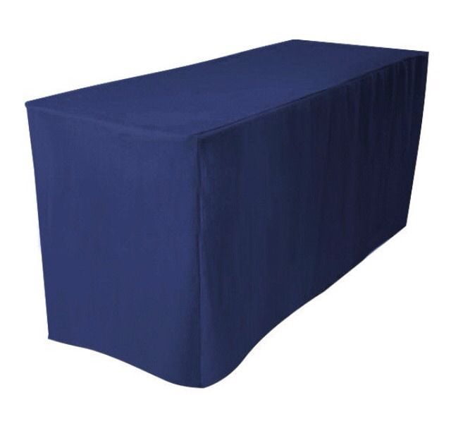 5' Fitted Tablecloth Table Cover Trade Show Event Open Back Side 3 SIDED BLACK 