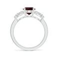 thumbnail image 2 of ANGARA Natural Oval Garnet Three Stone Ring with Pear Diamonds in 14K White Gold (9x7mm Garnet) | January Birthstone, Anniversary, Jewelry Gift for Women | Natural Garnet Ring (Ring Size - 6.5), 2 of 8