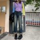 thumbnail image 3 of Pantalones vaqueros de estilo coreano para mujer, Jeans de nicho con piernas anchas, pantalones largos de cintura alta, moda urbana informal, nuevo, 3 of 5