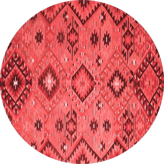 Ahgly Company Indoor Round Southwestern Red Country Area Rugs, 4' Round