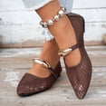 thumbnail image 5 of Dakaela Mesh Ballet Flats for Women Pointy Toe Mary Jane Ballerina Flats Shoes Women's Fishnet Flat Sandals for Dressy Summer Brown,7.5, 5 of 8