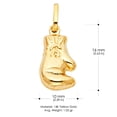 thumbnail image 3 of 14K Yellow Gold Single Boxing Glove Charm Pendant with 1.2mm Flat Open Wheat Chain Necklace - 20", 3 of 6