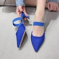 thumbnail image 6 of Xfvqtps Mules for Women Kitten Heels Pointy Toe Elastic Strap Slide Solid Color Backless Pumps Blue, 6 of 8
