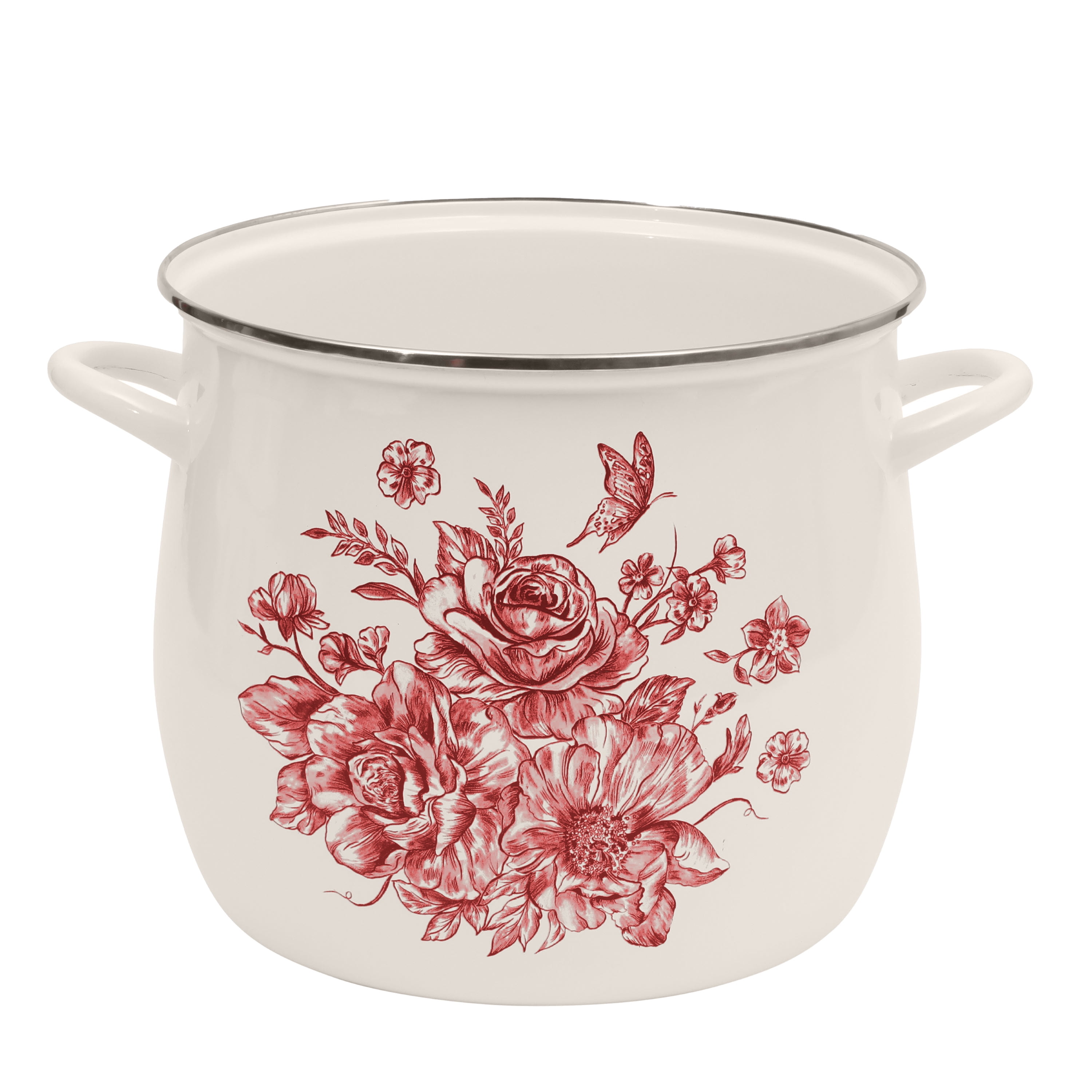 The Pioneer Woman Agatha 12-Quart Enamel on Steel Stock Pot with Lid, Red