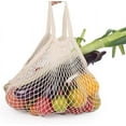 thumbnail image 2 of NOGIS 3 Pack Mesh Bags Portable Cotton Mesh String Organic Organizer Shopping Handbag Reusable Washable Long Handle Net Tote, 2 of 7