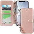 thumbnail image 6 of for iPhone XR Wallet Case with Card Holder Slots,Kickstand Phone Cover Premium Leather Magnetic Closure Slim Flip Shockproof Wrist Strap Case for iPhone XR 6.1",Rosegold, 6 of 14